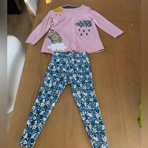 Mini Boden Pink and Blue Matching Set with Rainbow Design